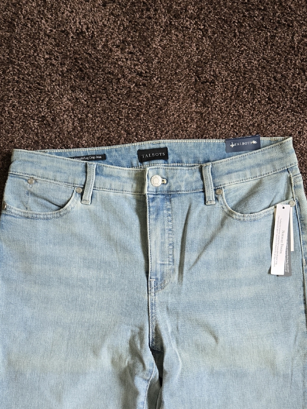 NEW Talbots Light Blue Straight Leg Crop Jeans 10 - Picture 2 of 6